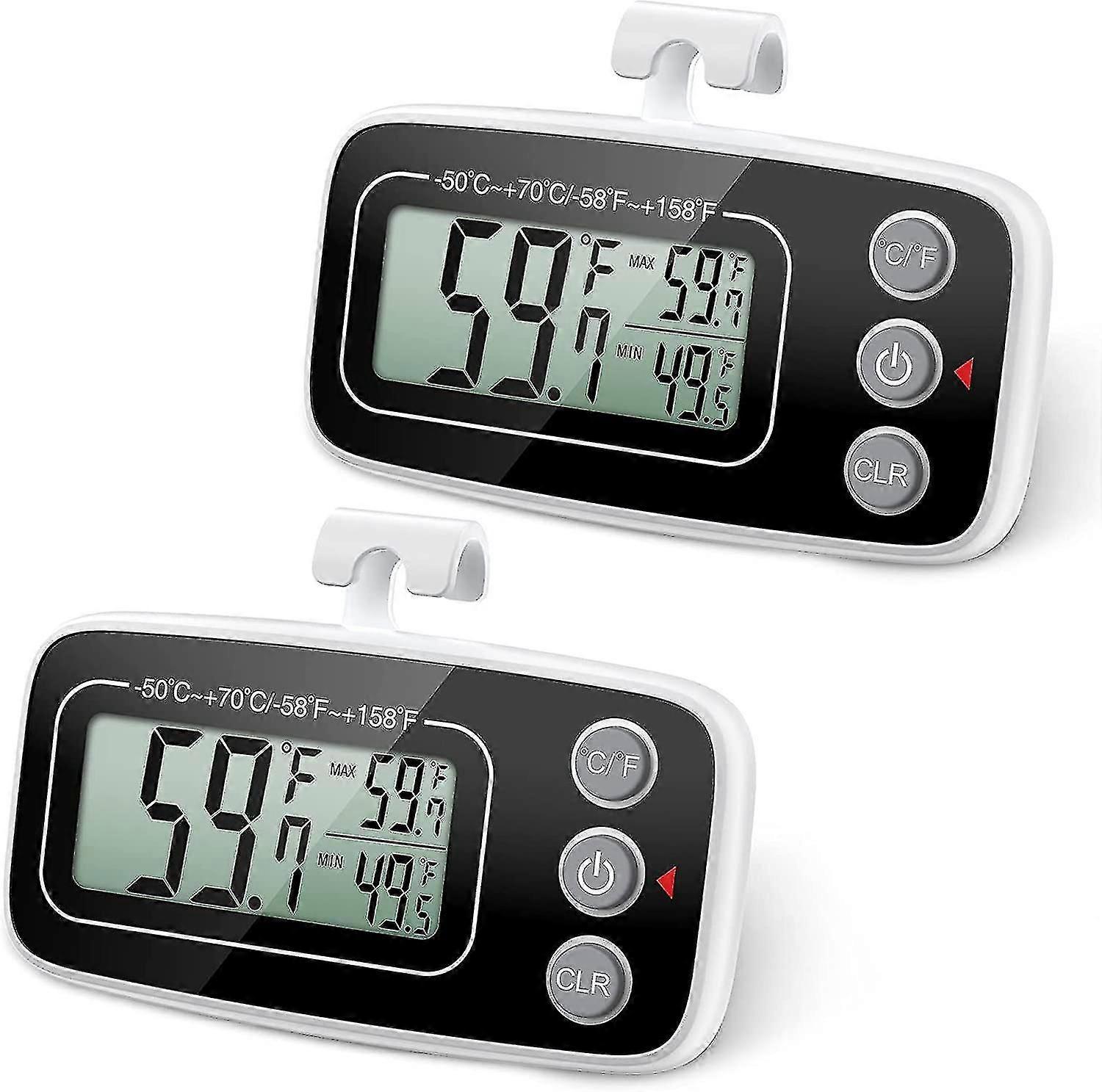 Fridge Thermometer, Digital Mini Lcd Fridge Freezer Thermometer, Temperature Range -50~70 With Hook, Max Min Recording, Easy To Read Lcd Display, / Co