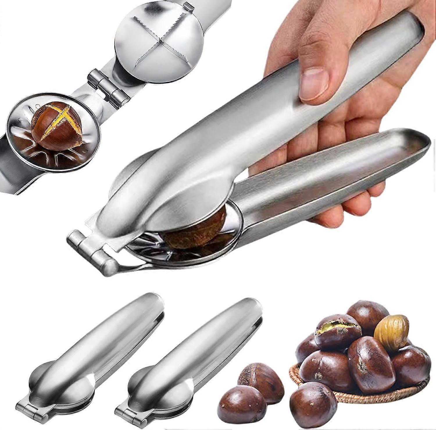 2PCS Chestnut Open Clip, 304 Stainless Steel Nut Opener Tool, Compatible with Walnut, Pliers for Cracking Nuts