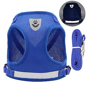 Cat Harness And Leash Set For Walking, Escape Proof Soft Adjustable Vest Harnesses With Reflective Strap,   Blue, M