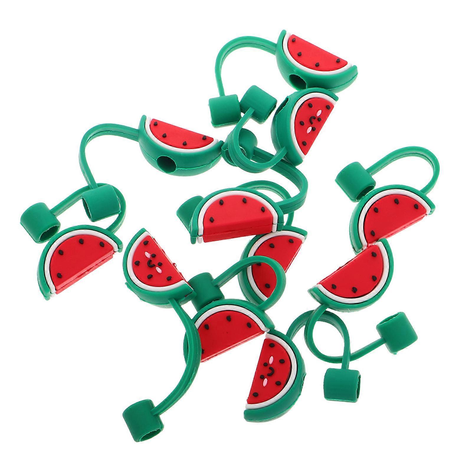 Red Silicone Straw Cap Decorative Straw Lid for Drinking 10Pcs