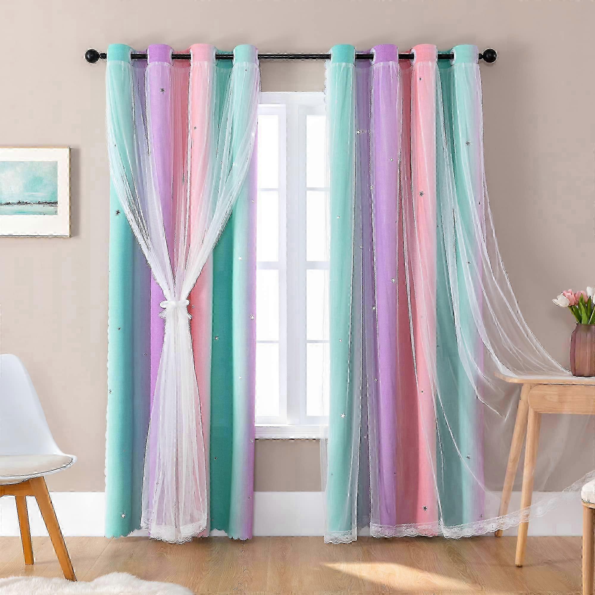 2 Panel Sets Ombre Blackout Curta for Bedroom 52 X 63