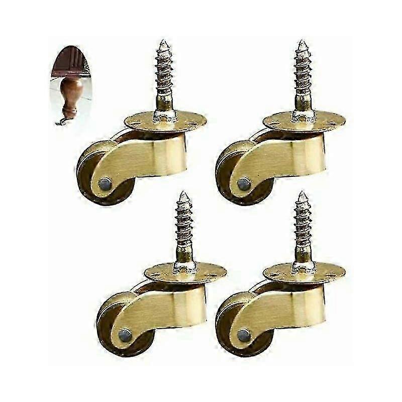 Möbelrollen mit leiser Rolle, 4 Lenkrollen aus Messing