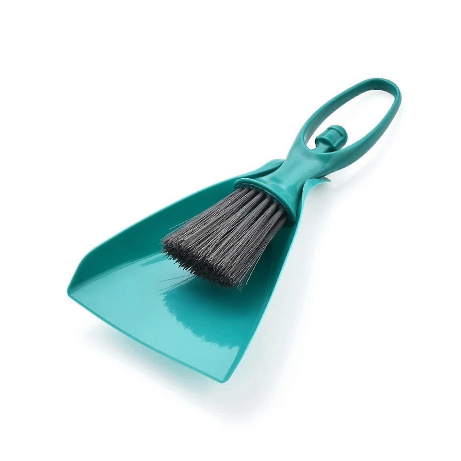 Mini Broom and Dustpan Set for Desk Keyboard Drawer Car Gap Cleaning, Portable Brush Pan (Green)