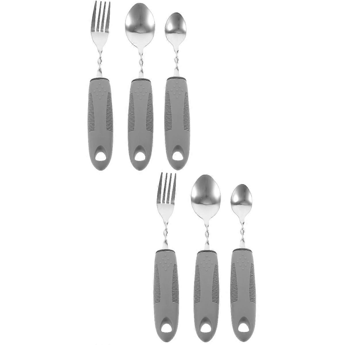2 Sets of Adaptive Utensils Anti-shaking Utensil Elderly Tableware Elderly Utensil Non-Slip Utensil