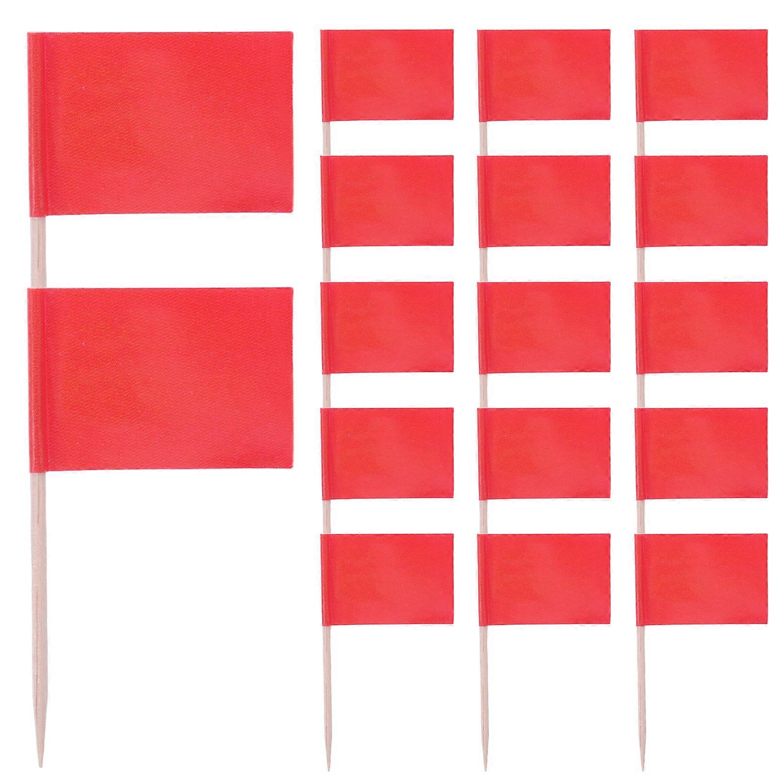 100Pcs Red Toothpick Flags for Cupcake Decoration Mini Food Flags
