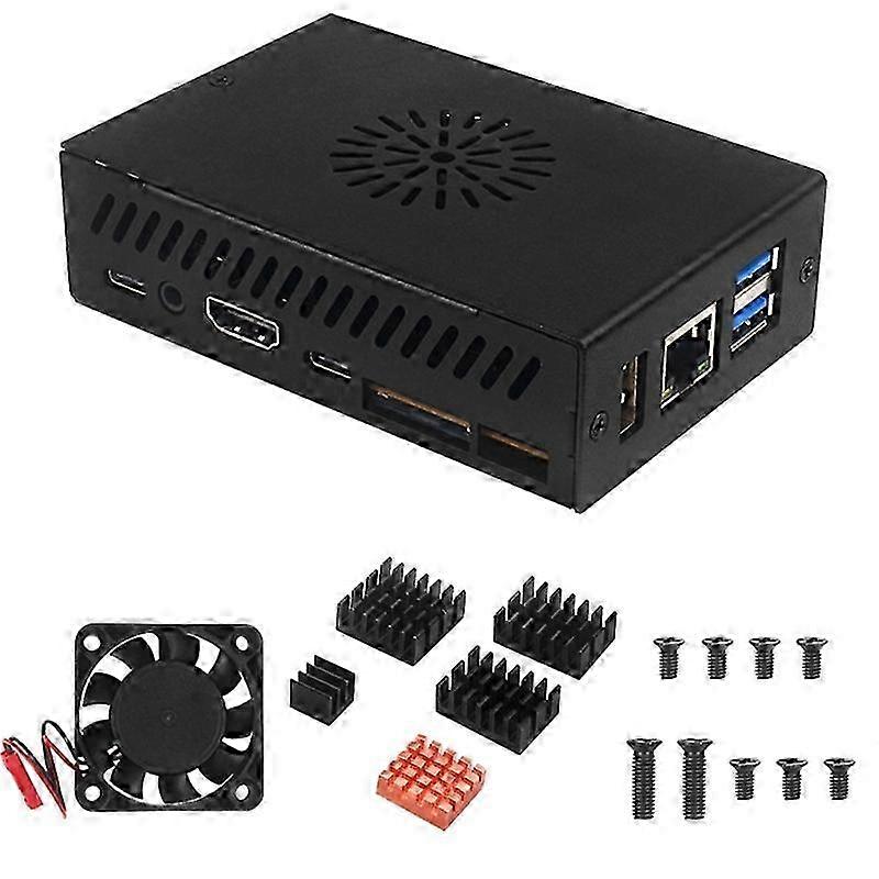 Metal Case-Shell for Orange Pi 5/5B Heat Sink Cover with Built-in Fan Antenna