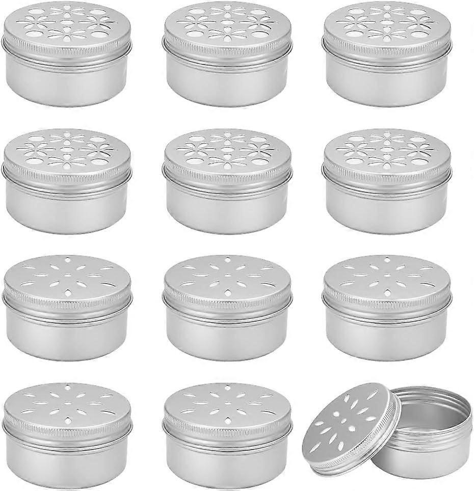 12pcs Aluminium Tins 2.7 Ounce Empty Round Metal Storage Container with Hollow Lids 80ml Screw Lid Round Jars Sample for Aromatherapy Air Freshener Ca