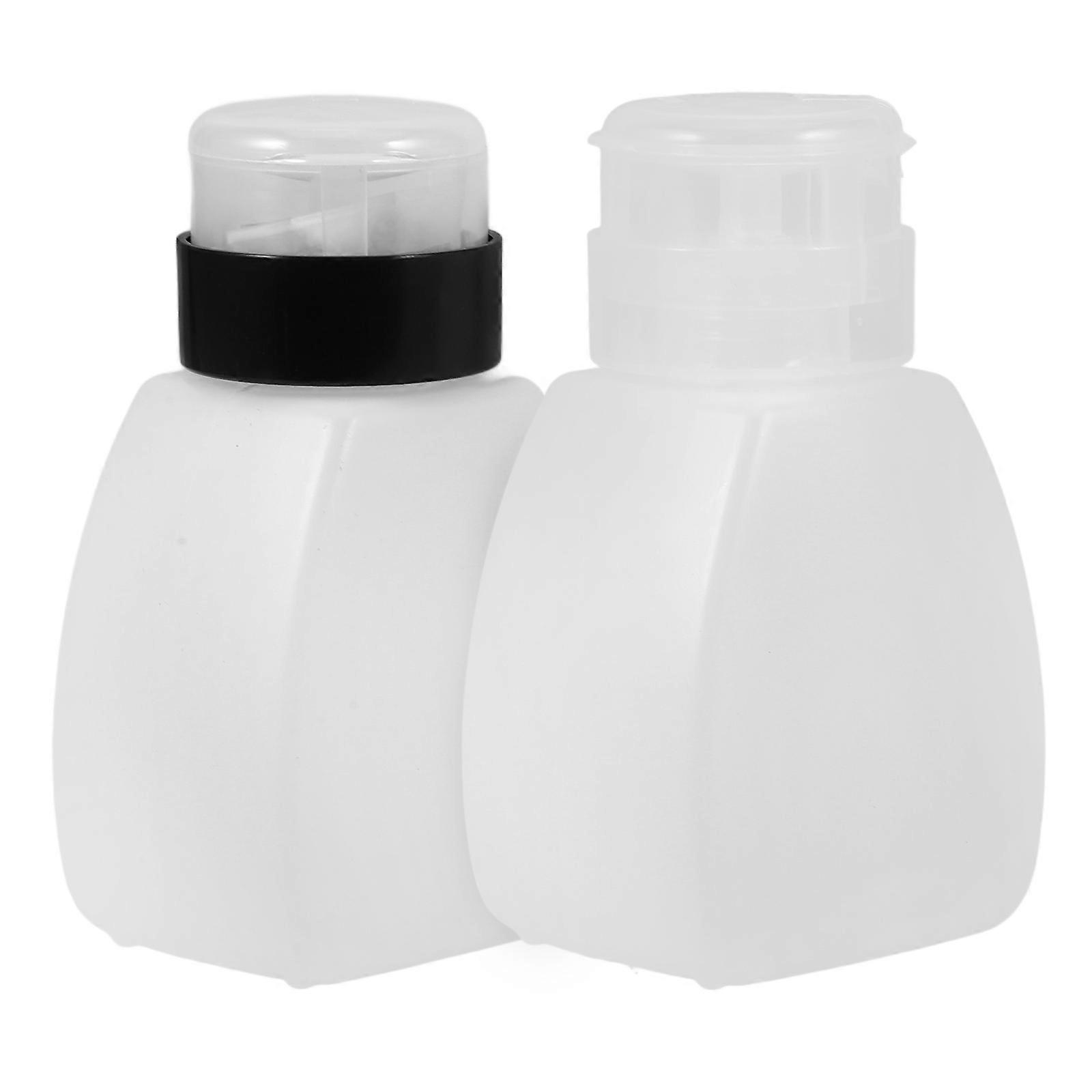 Refillable Push Down Empty Bottle for Nail Polish Remover 2Pcs Transparent Bottles