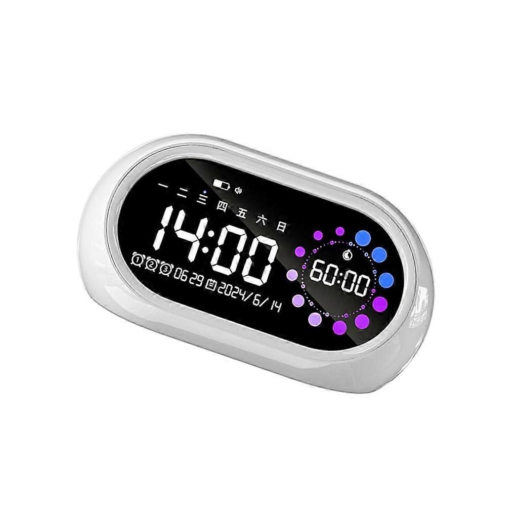 Extra Loud Alarm Clock with Adjustable Volume Rechargeable Battery 3 Alarms for Heavy Sleepers White