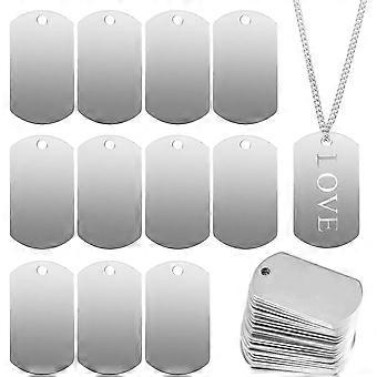 55 Pcs Stamping Blanks Rectangular Stamping Blank tag Stainless Steel Blank Tags Metal Blank Tags for Necklace Making Dog Pet ID Tags for Personalized