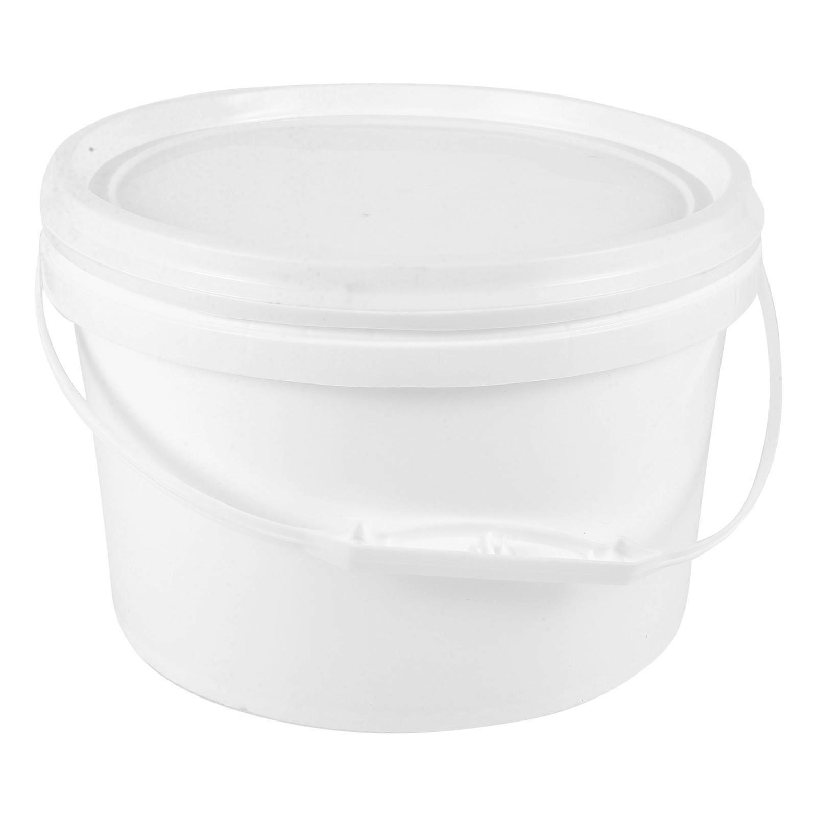 Small White Bucket with Lid Plastic Household Bucket for Storage