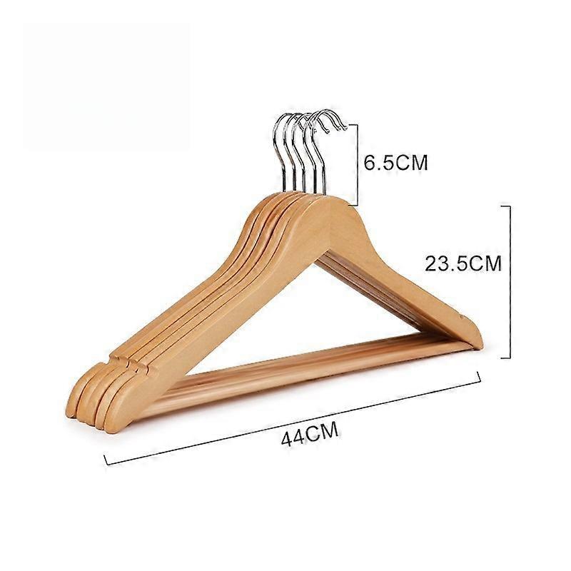 Conjunto de 5 Cabides de Madeira para Casacos e Roupas - 44cm - Simples, Resistente e Largo - Alta Qualidade