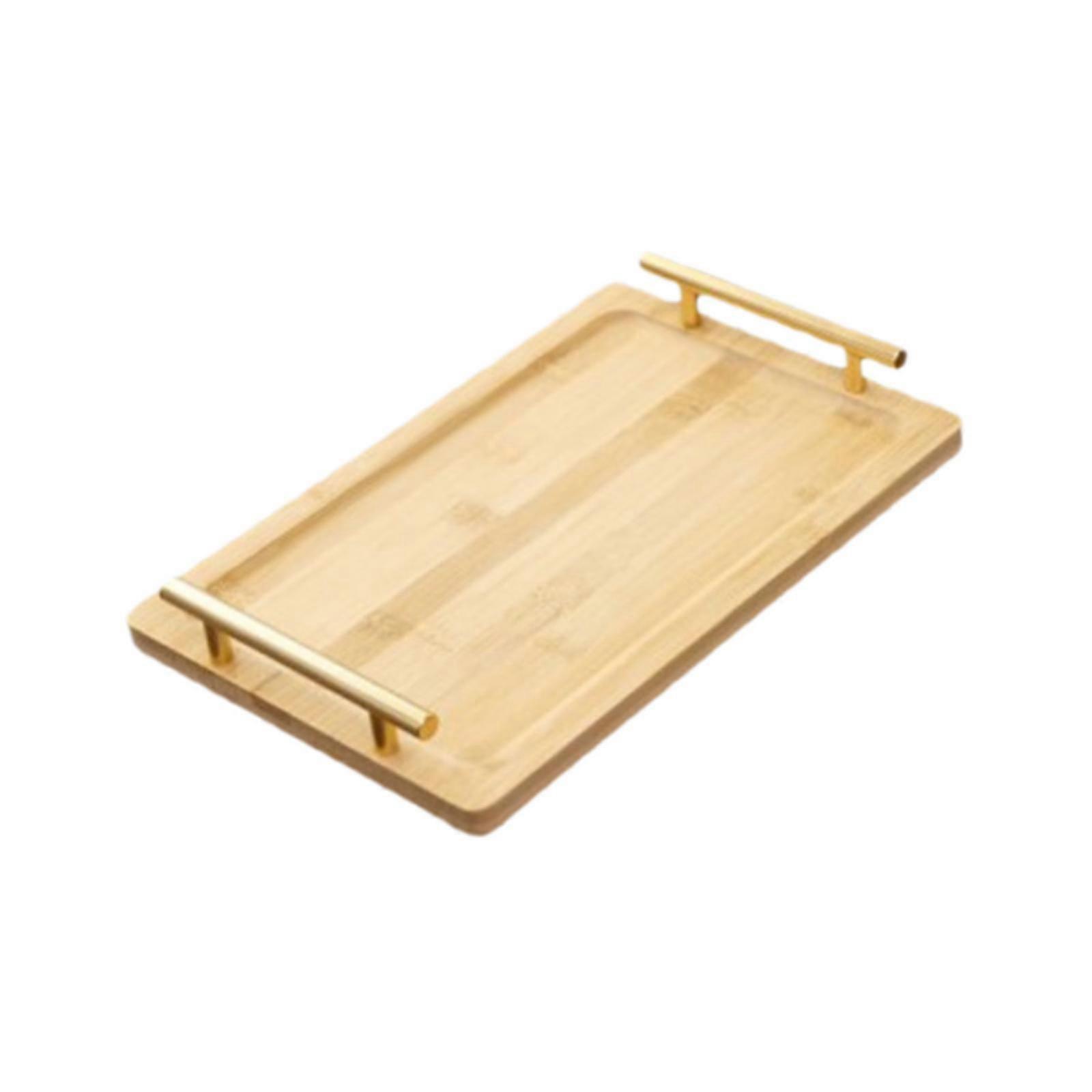 Serving Tray Coffee Table Tray with Metal Handles Rectangular Serving Platter