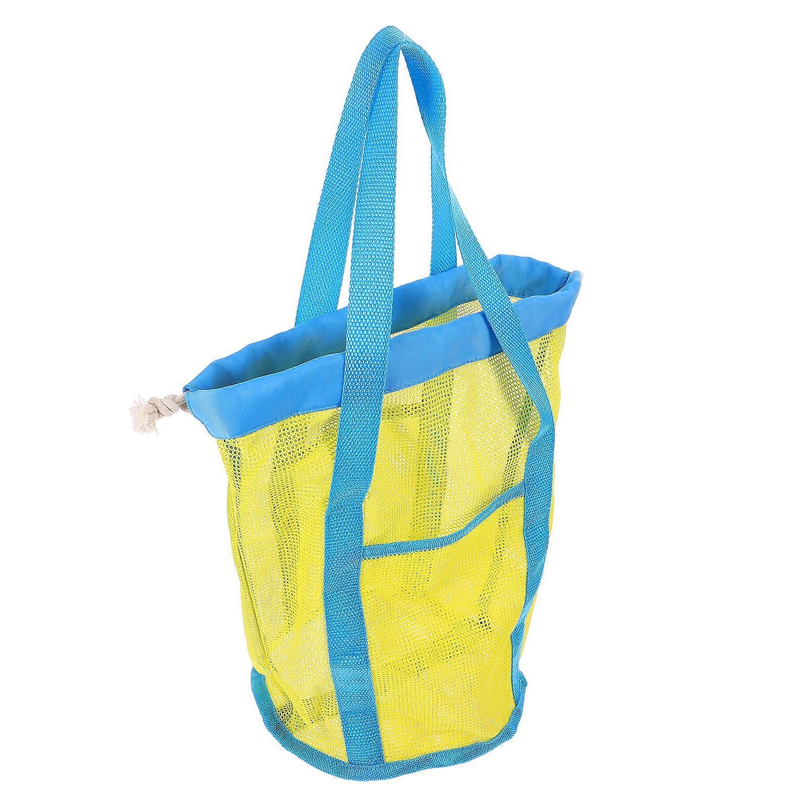 Handheld Yellow Beach Toys Bag for Storage with Drawstring Closure