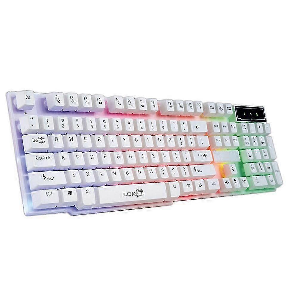 Colorful Crack LED Backlit USB Wired Gaming Keyboard 104 Keys, compatible with Windows PC, Rainbow Illuminated, Christmas Gift