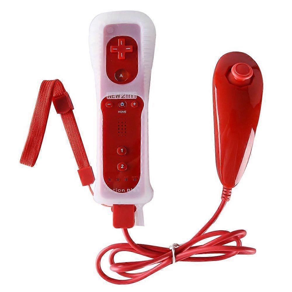 Remote with MotionPlus and Nunchuck Bundle Red for Nintendo Wii and Wii U with Case