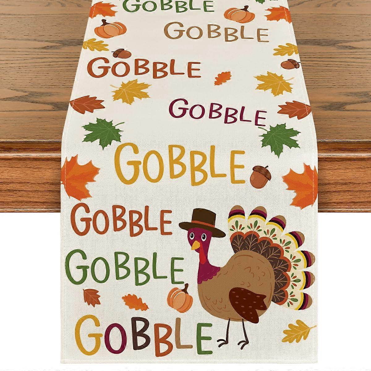 Thanksgiving Table Runner 13 x 90 Inch with Maple Leaf Design for Fall Harvest Dining Decor