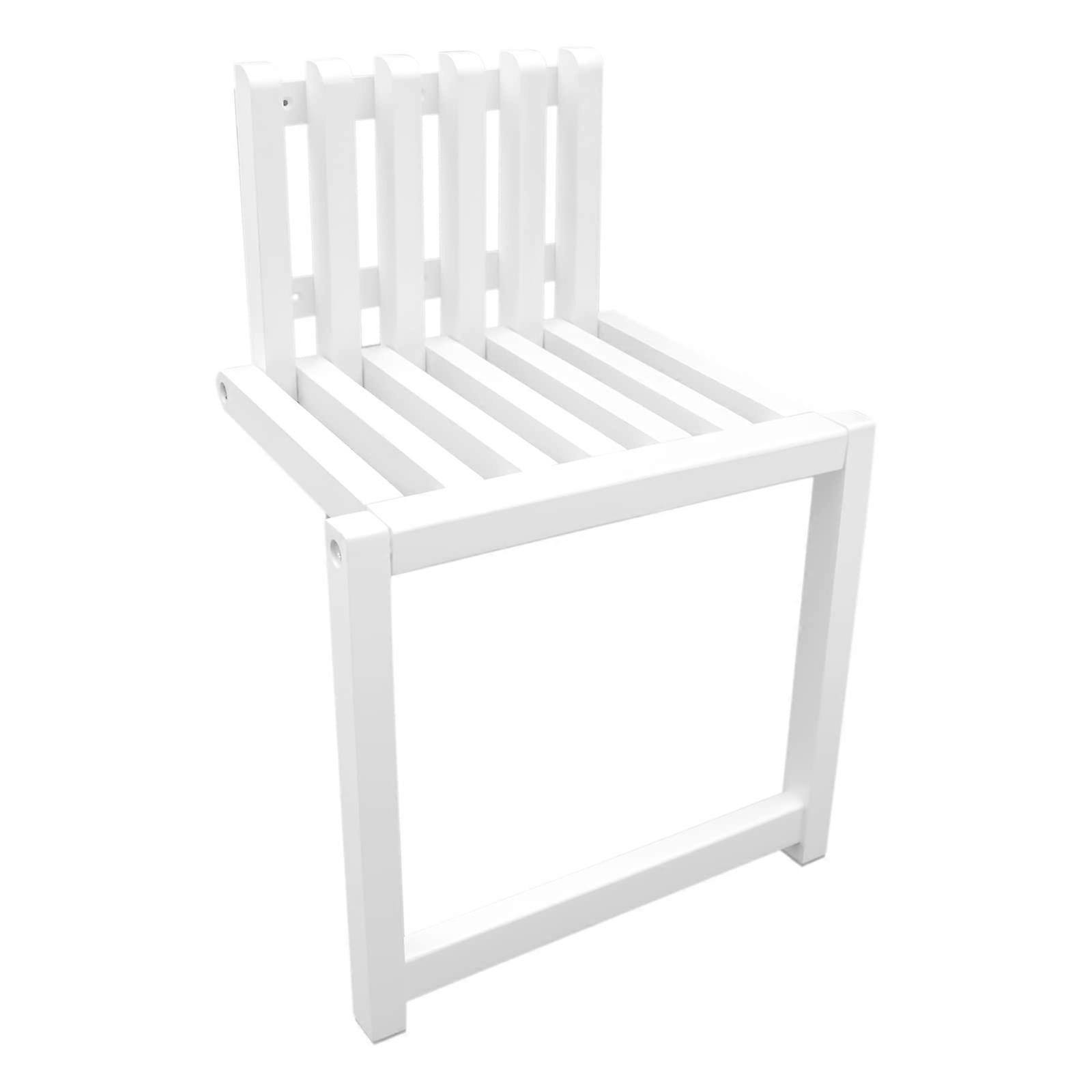 Wall Mounted Folding Chair Solid Wood Space Saving Seat 330lbs Capacity for Entryway White
