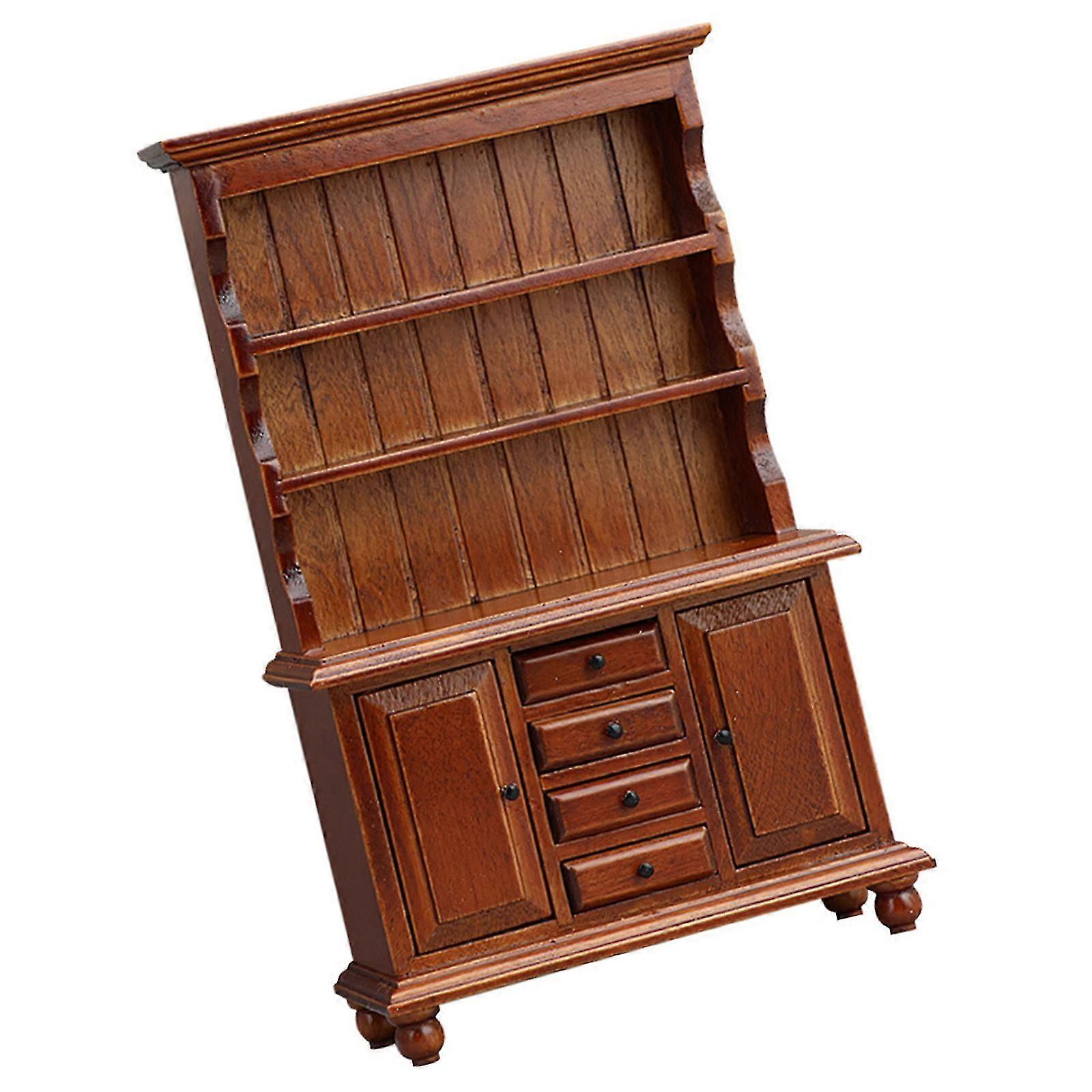 DIY 1/12 Scale Solid Wood Mini Cabinet for Dollhouse Decor