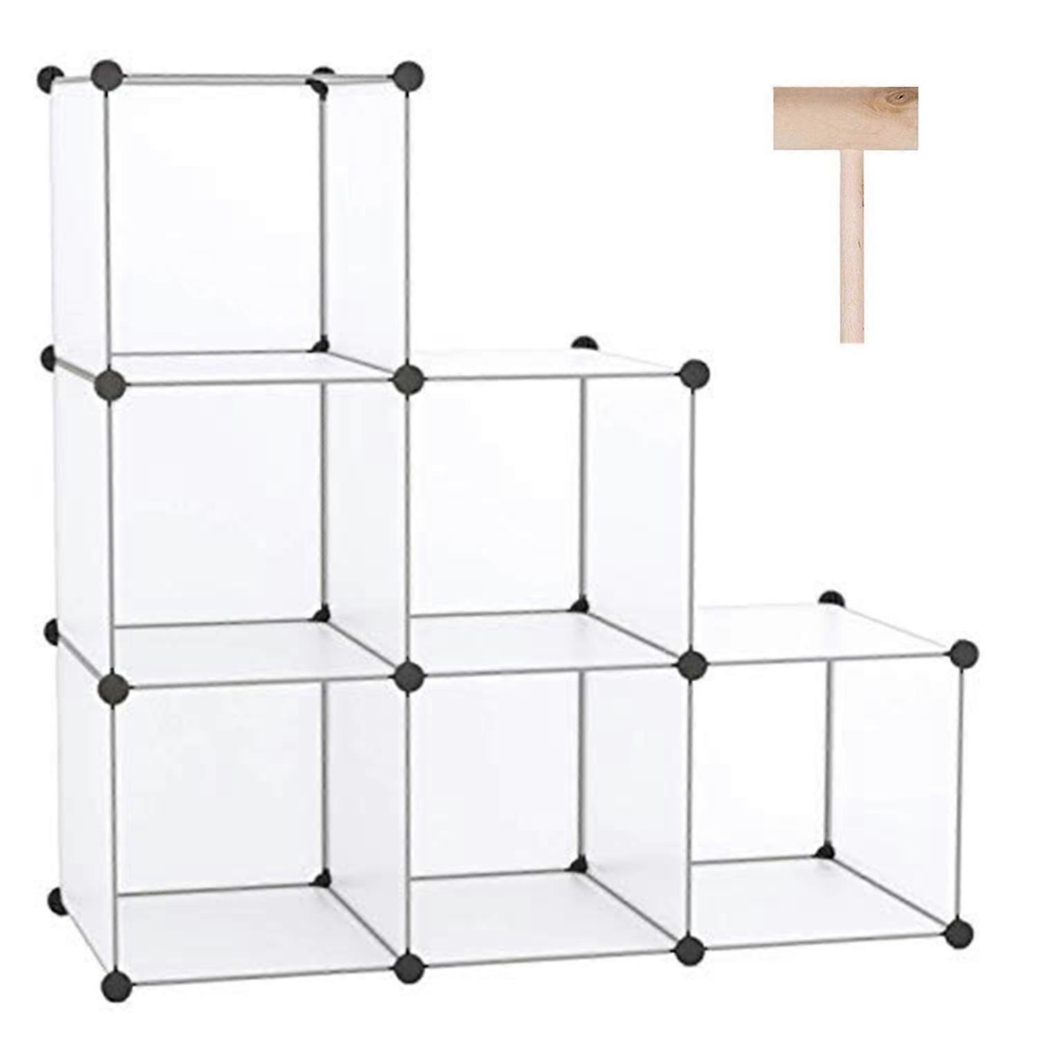 6 Cube Storage Organizer Closet Shelves Unit, DIY Modular Cabinet with Plastic Shelves, Translucent White