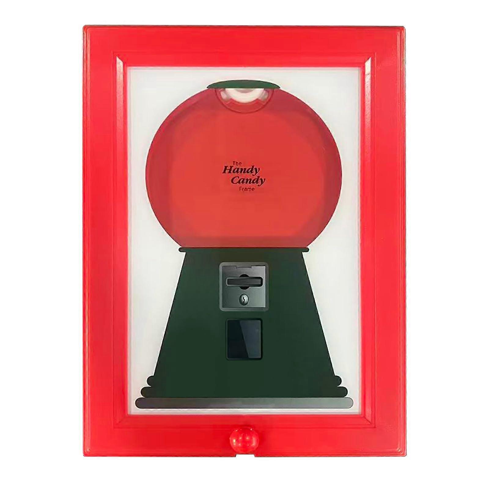 Candy Dispenser Picture Frame, 2 in 1 Push Button Wall or Tabletop Mounted BPA  Gift (Red)