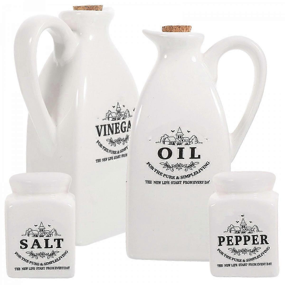 Condiment Containers Ceramic Sauce Bottles Square Shape Keeps Seasonings Set