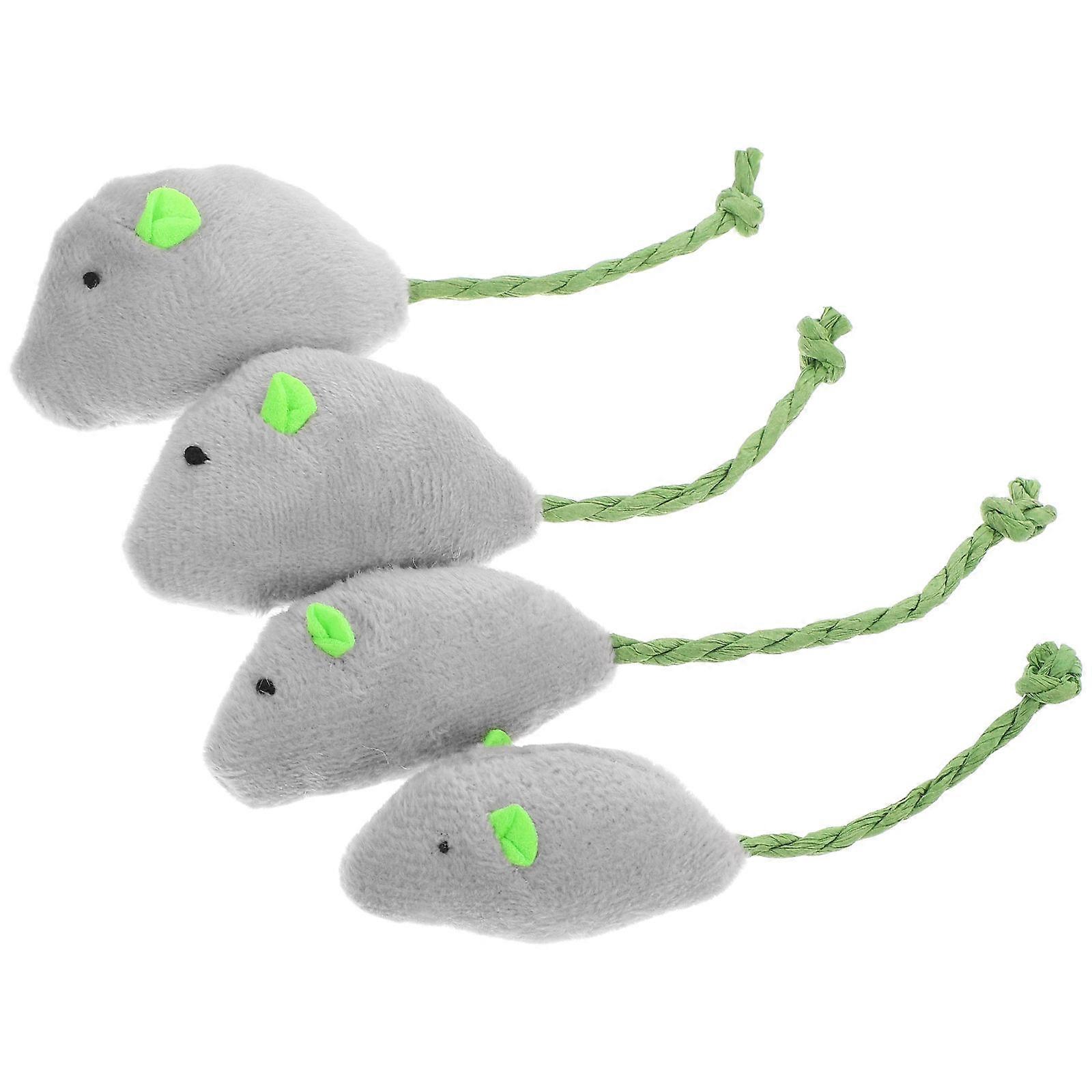 Cat Plush Mouse Toy for Interactive Chewing and Teething 4Pcs Pack