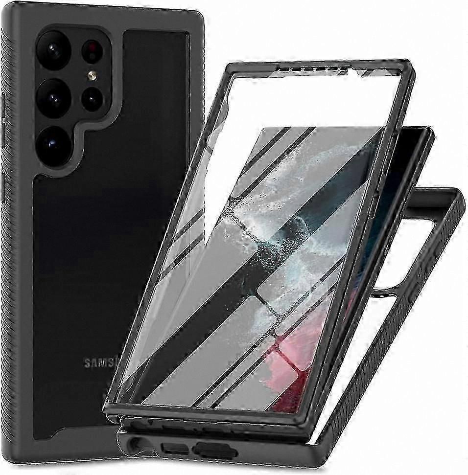 Durable Clear Protective Case with Built-in Screen Guard for Galaxy S24 Ultra