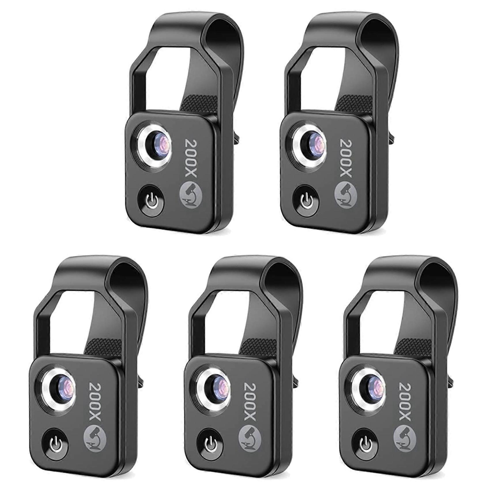 5X 200X Cell Phone Microscope Accessory with Window Microscope, Portable Mini Digital Microscope with LED Light/Clip
