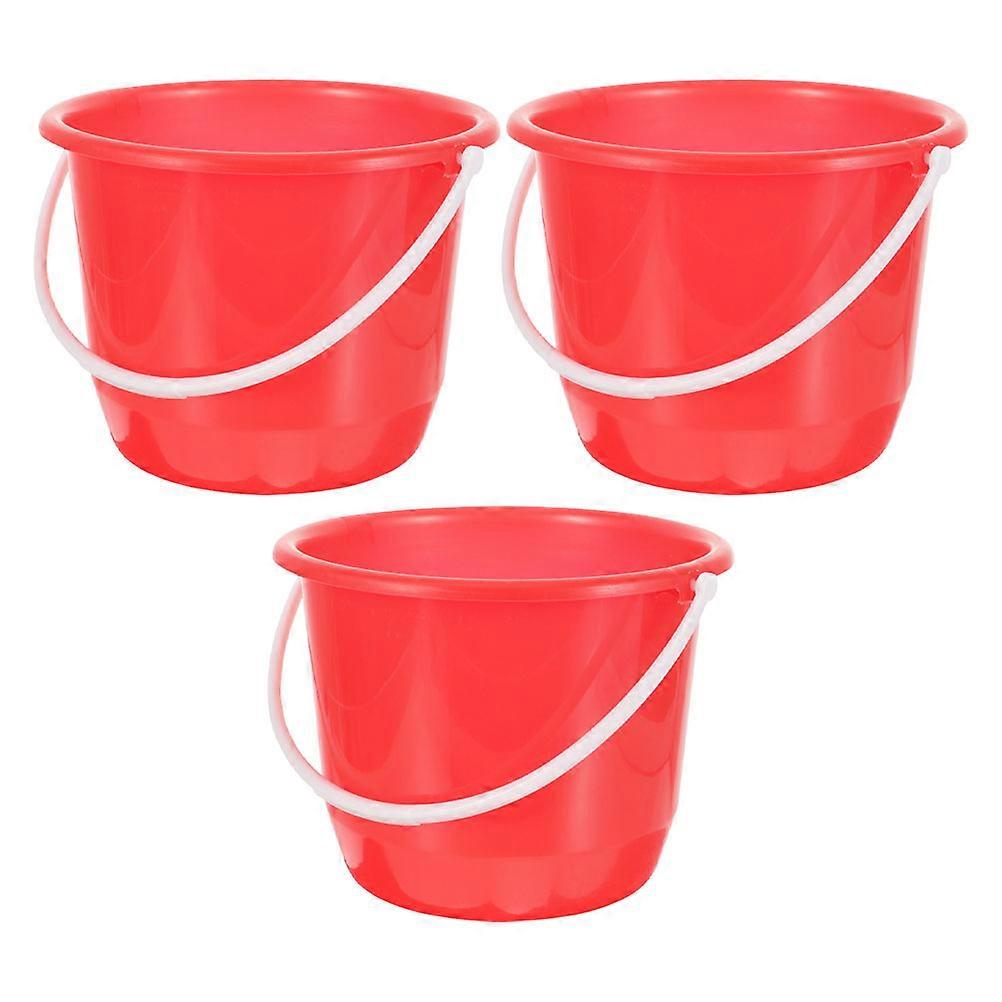 Home Plastic Buckets for Cleaning 3Pcs Red Multipurpose Utility Buckets