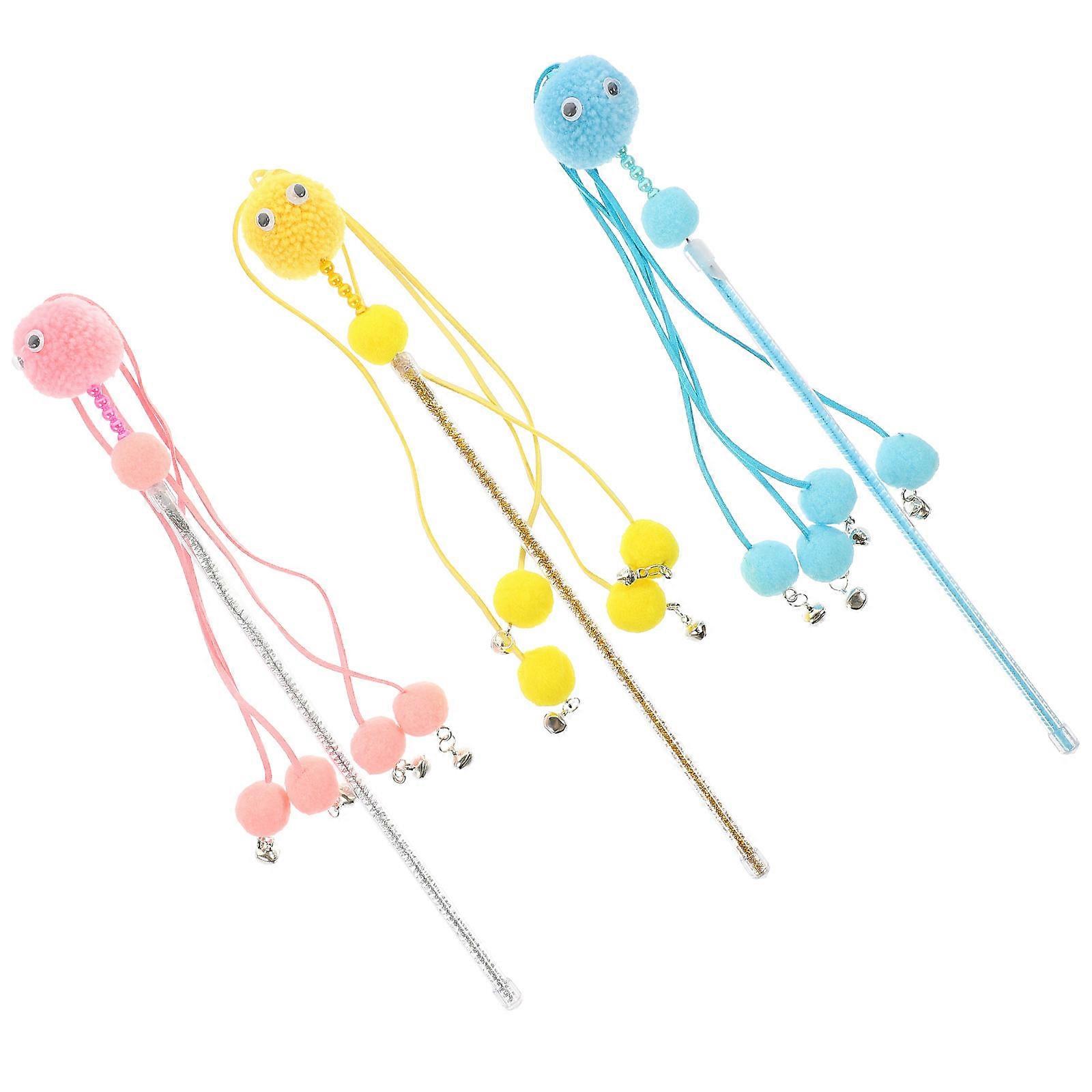Interactive Cat Teaser Wand for Pets 3Pcs Assorted Color Cat Toy