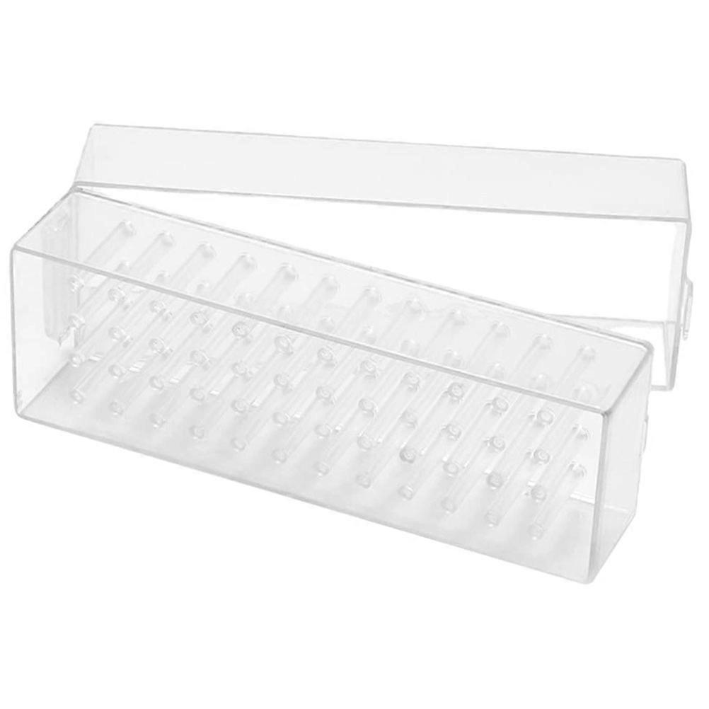 Nail Drill Bits Storage Box Manicure Supplies Professional Use Rectangular Shape Simple Design 1Pack