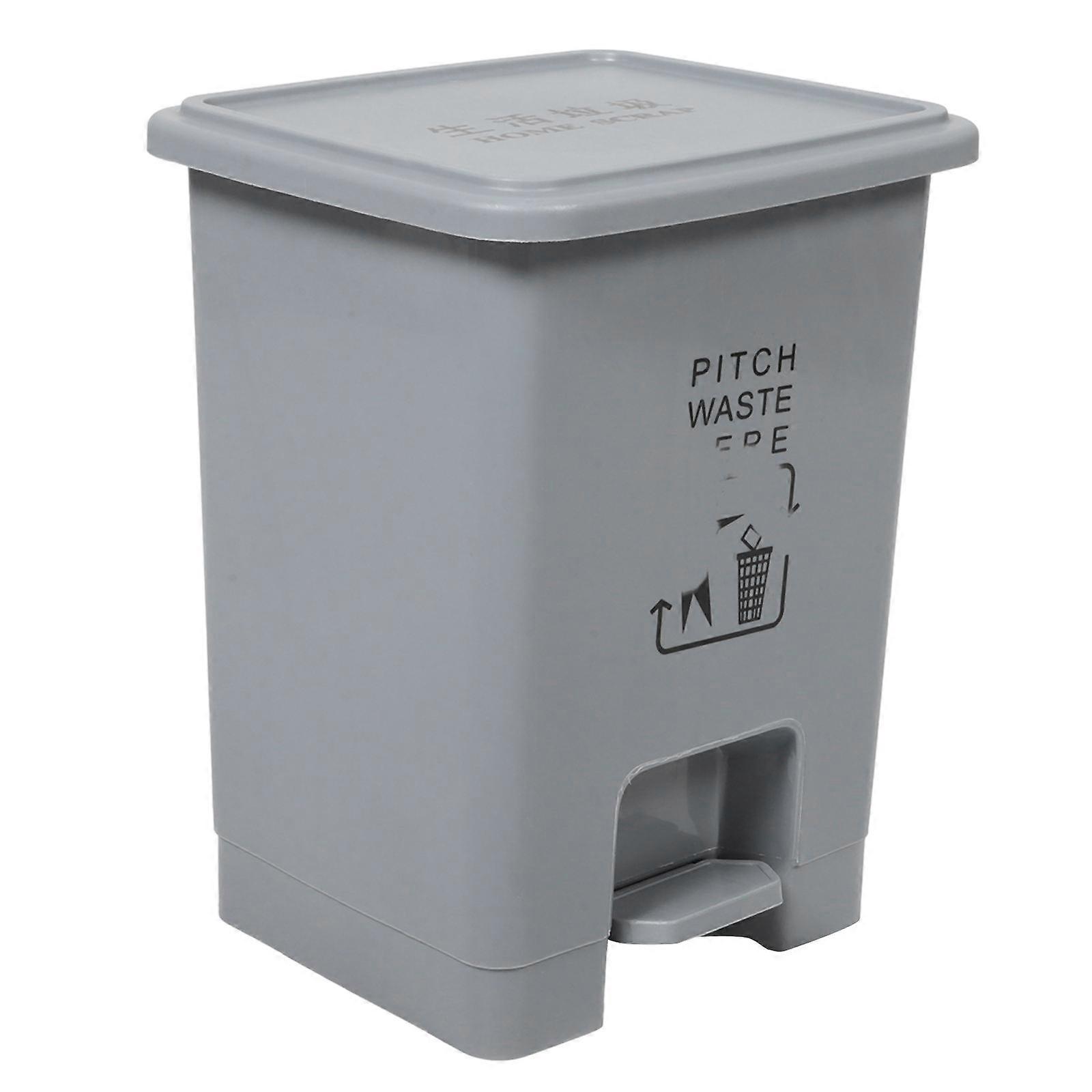 Step Operation 15L Large Capacity Rectangular Trash Can For Home Office Grey Waste Storage 1Pcs