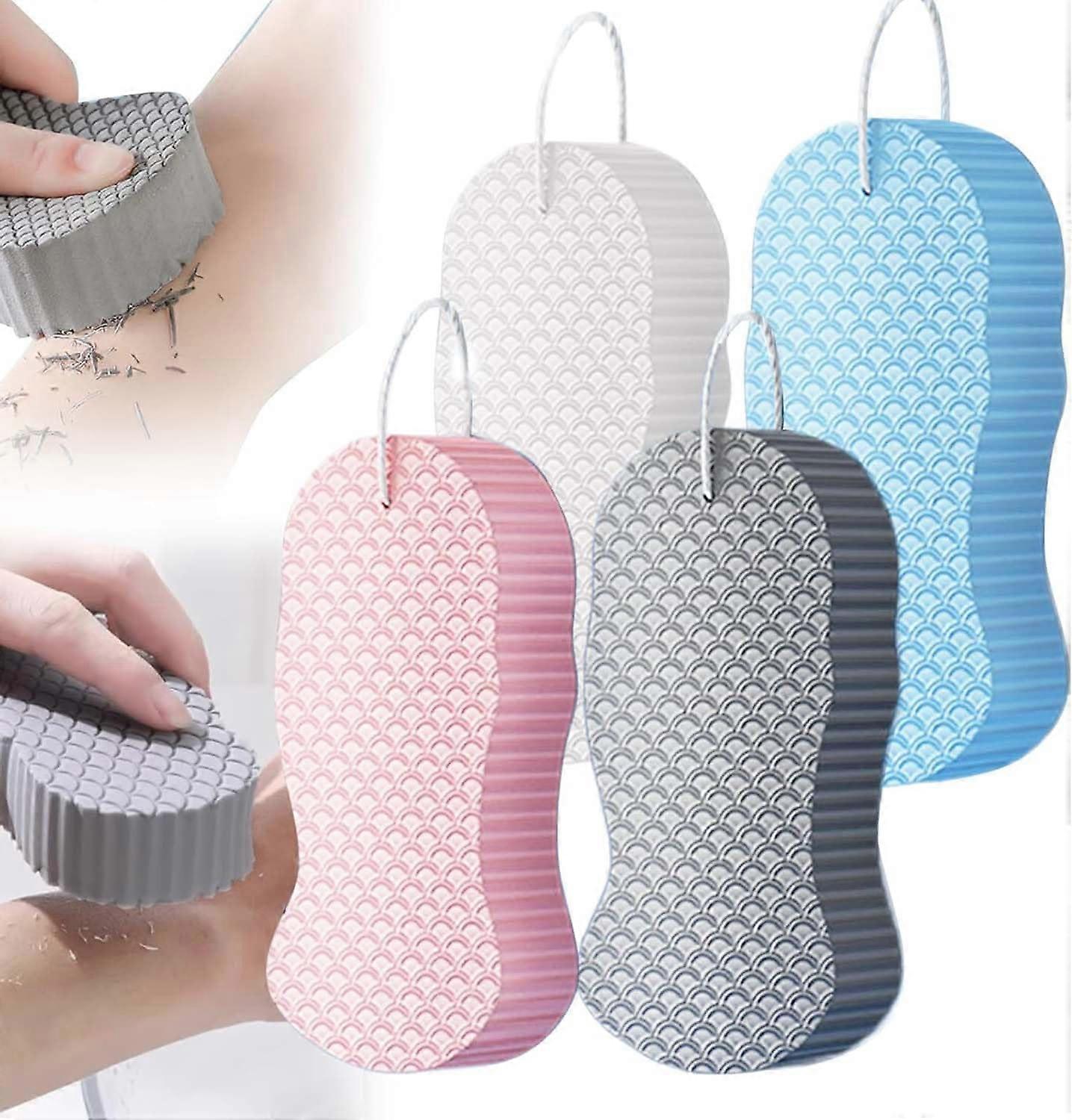 Exfoliating Bath Sponge Set for Deep Cleansing, Soft Body Scrub Sponges, Reusable 4 Pack