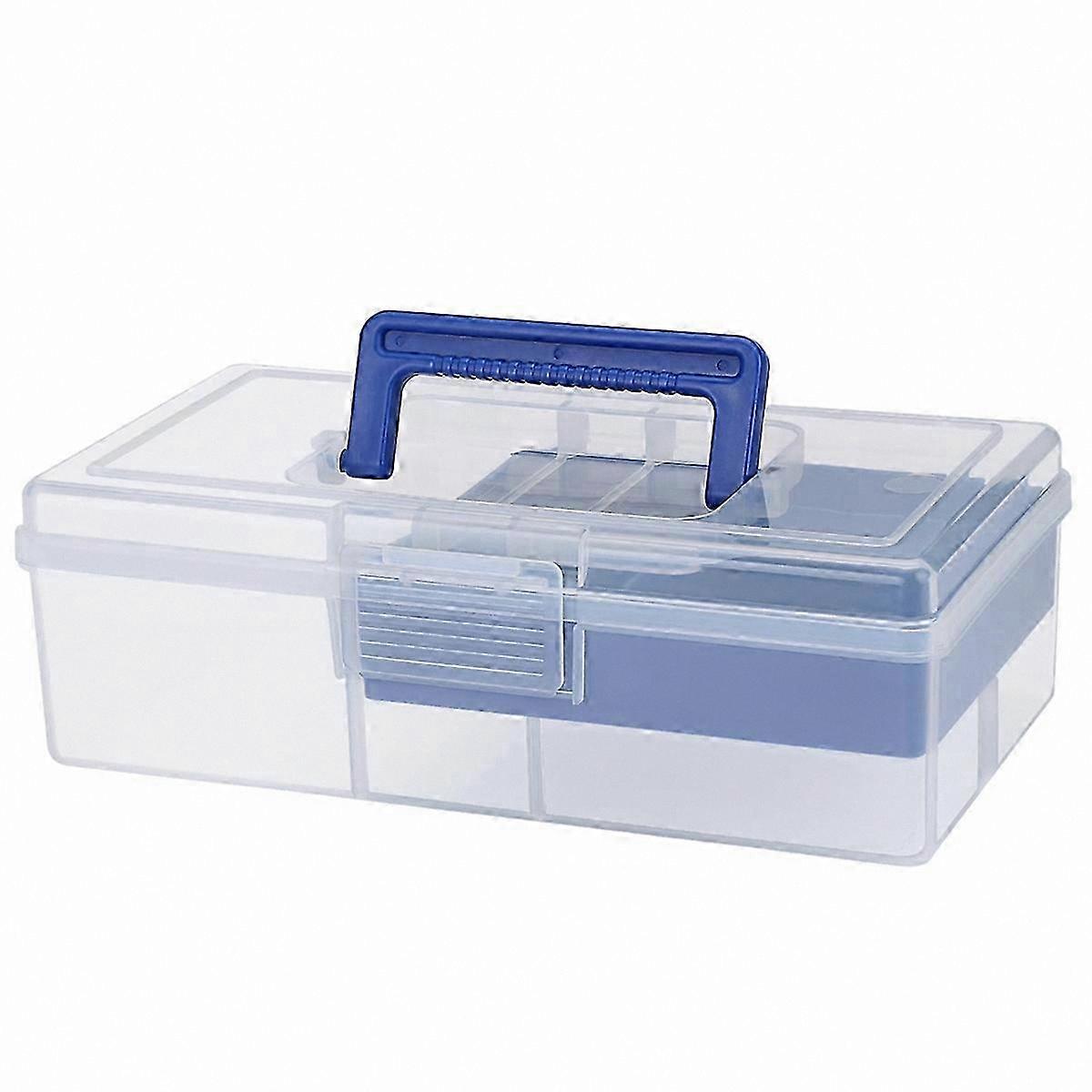 Double-Deck Plastic Organizer with Detachable Tray, Compact Storage Solution for Supplies