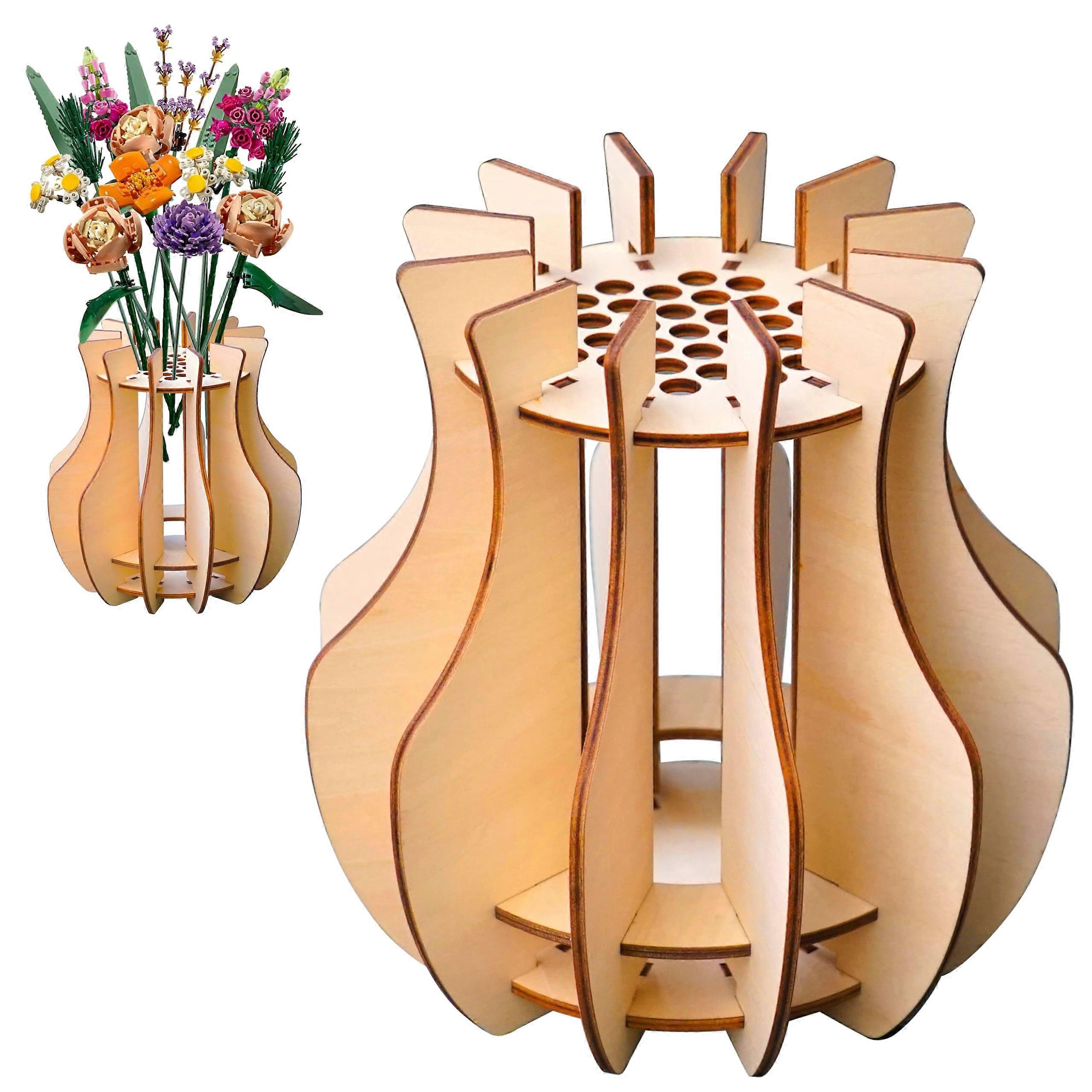 Flower Vase Wooden 15 Pieces DIY Sturdy Construction for Home and Office Display