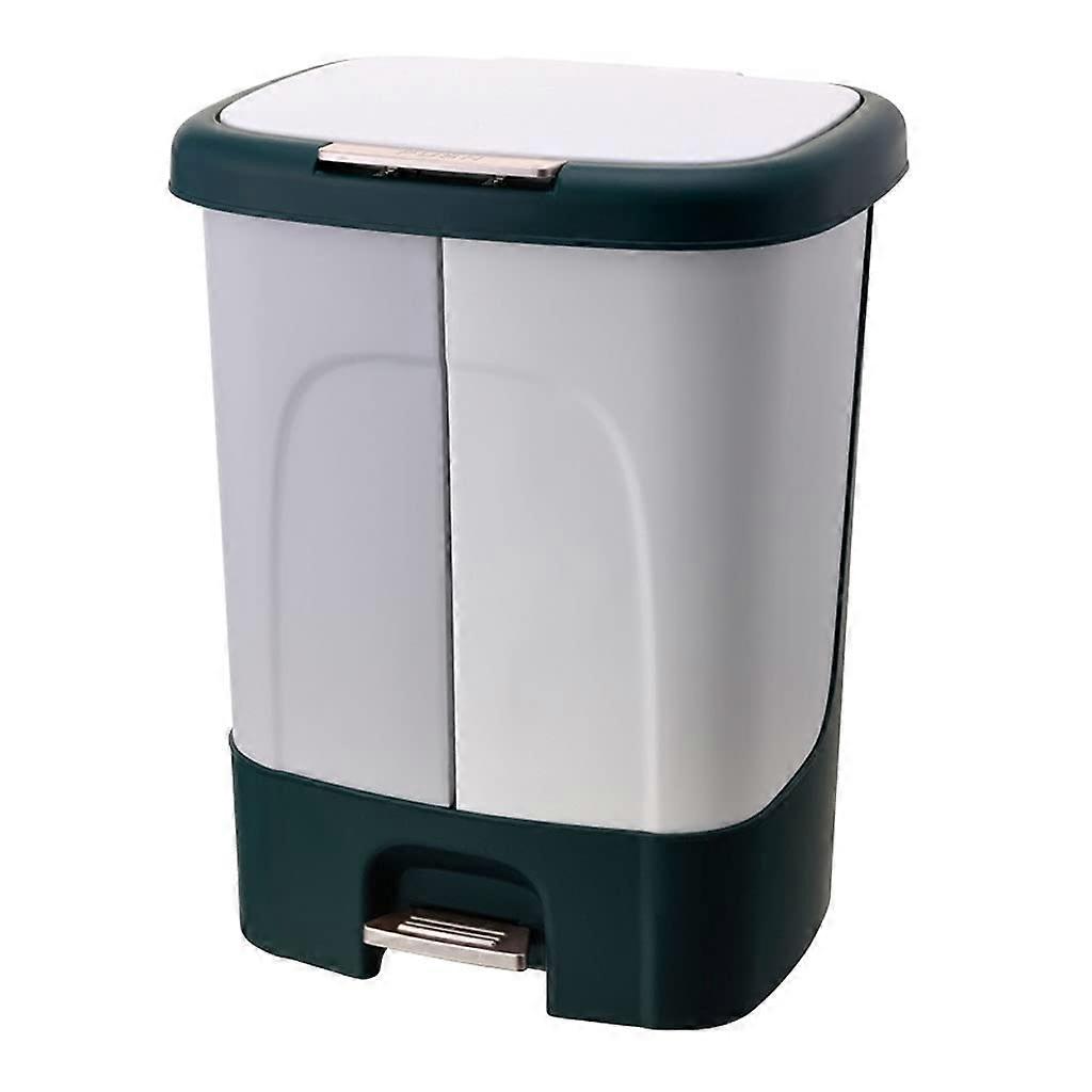 Dual Compartment Trash Can with Pedal, Kitchen Recycling Bin with Lid for Large Capacity Sorting
