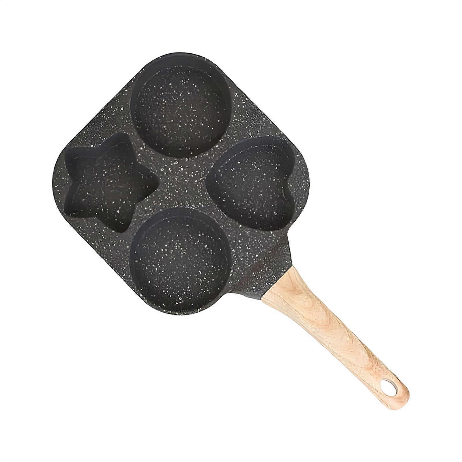Non Stick Egg Pan with 4 Cup Fun Shape Molds, Ergonomic Pancake Skillet for Breakfast Cooking