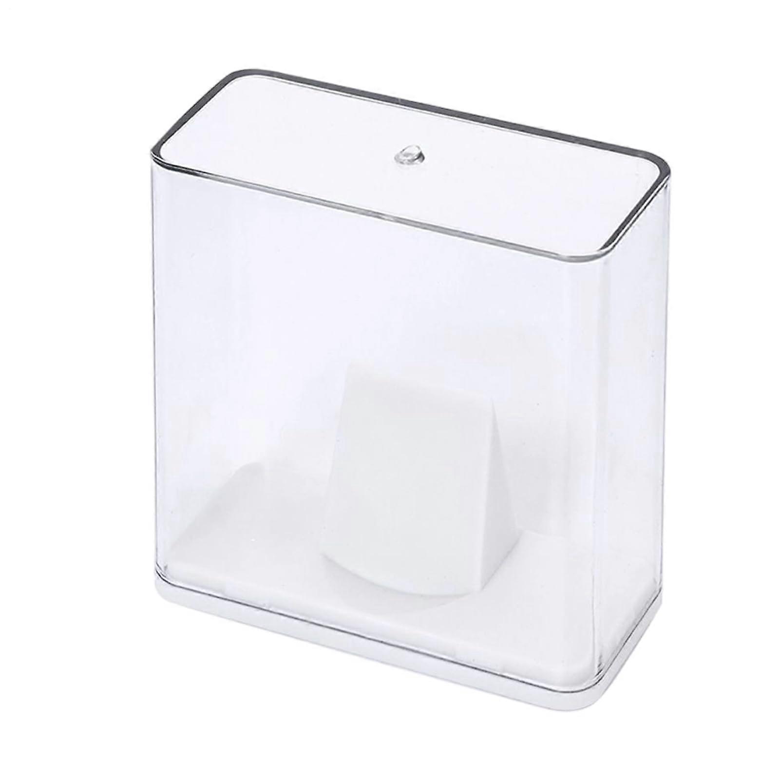 Clear Display Box with Dustproof Seal, Stackable Trophy Showcase Case for Shelves and Tables, White