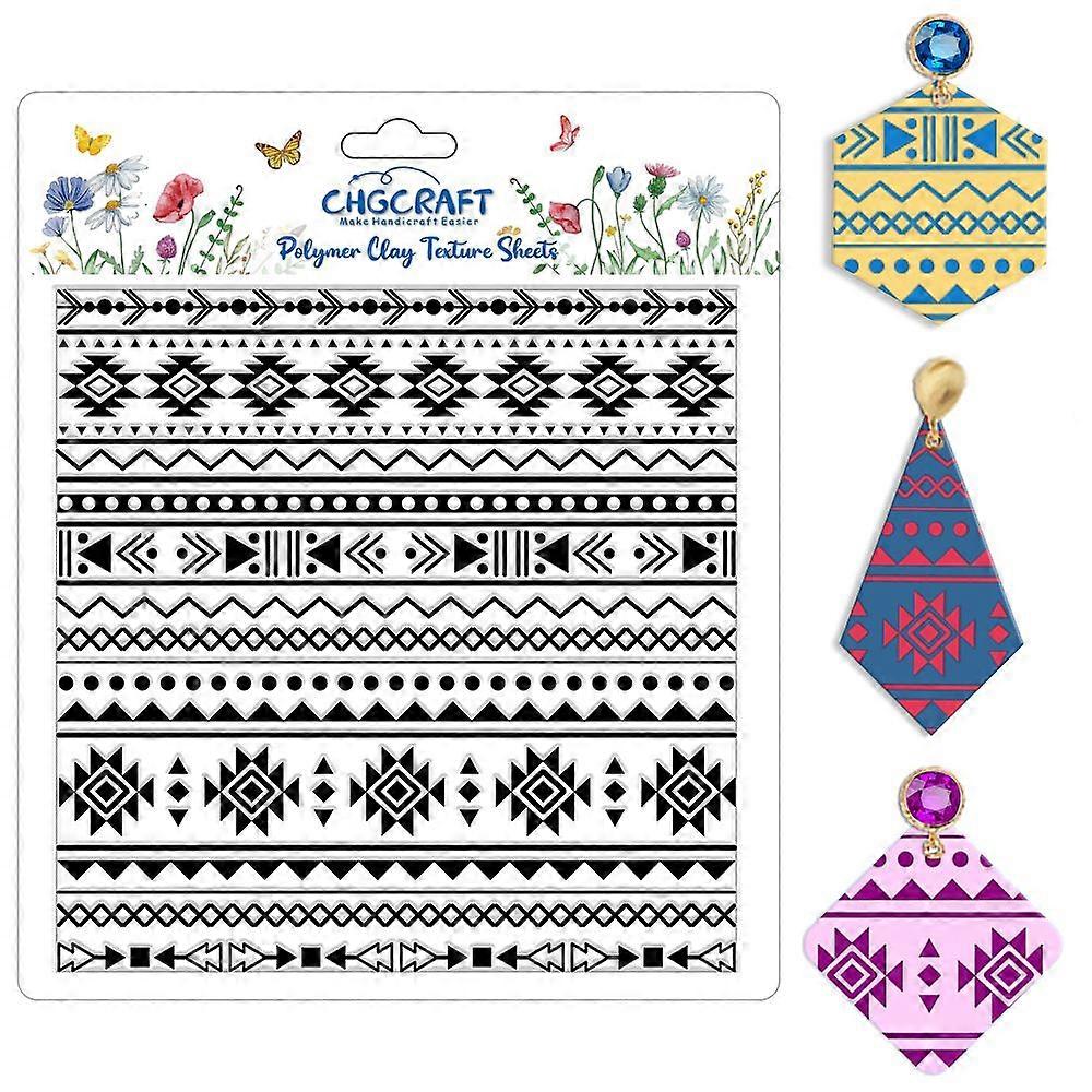 Tribal Elements Style Polymer Clay Texture Sheets Aztec Pattern Silicone Texture Stamp Clay Texture Mat Modeling Pattern Pad Sheets for Jewelry and Ea