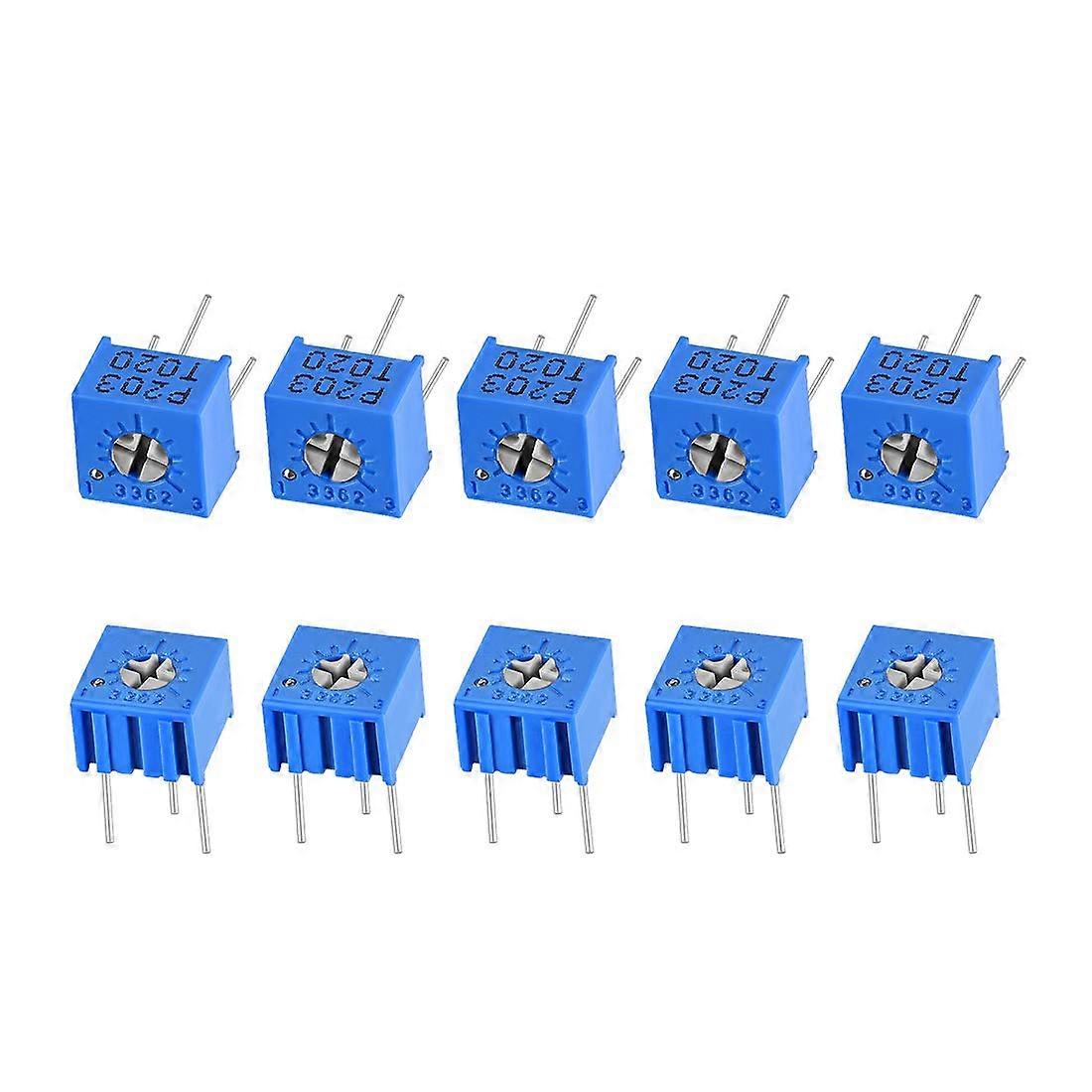 3362P 20K Ohm Trimmer Potentiometer Set, Precision Variable Resistor for Horizontal Voltage Adjustment, 10 Pcs