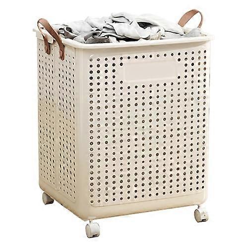 Collapsible Laundry Basket with Wheels, Foldable Hamper for Bathroom Bedroom Dorm, Medium Size