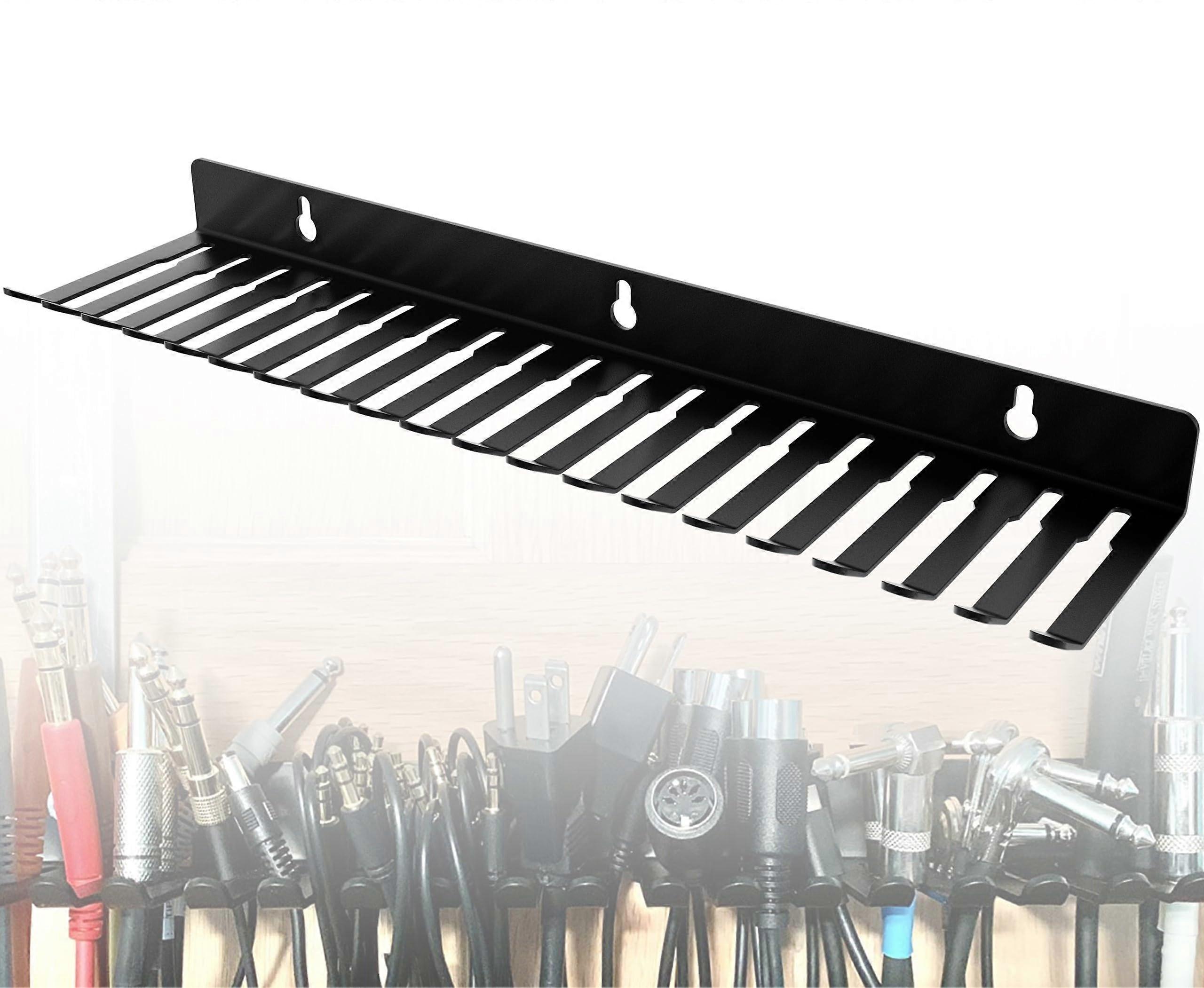 Wall Mount Cable Organizer Rack with 19 Slots for Studio Audio Cable Storage and Easy Installation