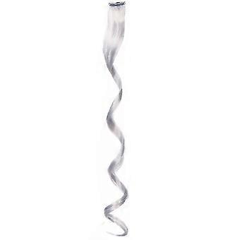 Clip in Hair Extensions Long Wavy Rainbow Synthetic Hairpieces 6pcs 18in Heat Resistant Silvery White