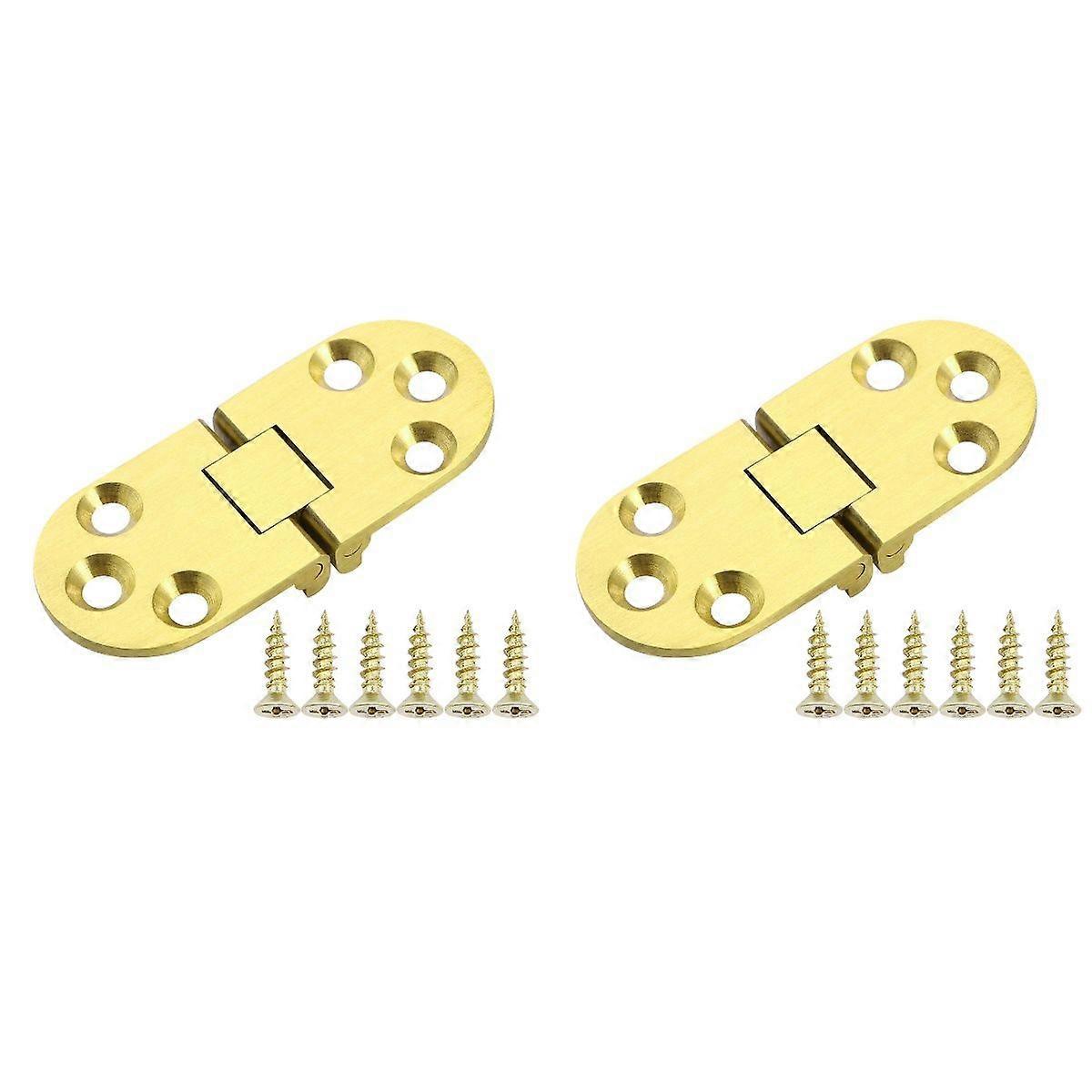 2pcs BESTOMZ Solid Brass Hinges Connectors with Screws for Table Folding Table Cabinet Door