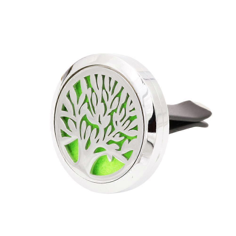 Creative Tree Pattern Car Essential Oil Diffuser Vent Clip Car Aromatherapy Diffuser Stainless Steel Locket with 1 Pad ( Random Color