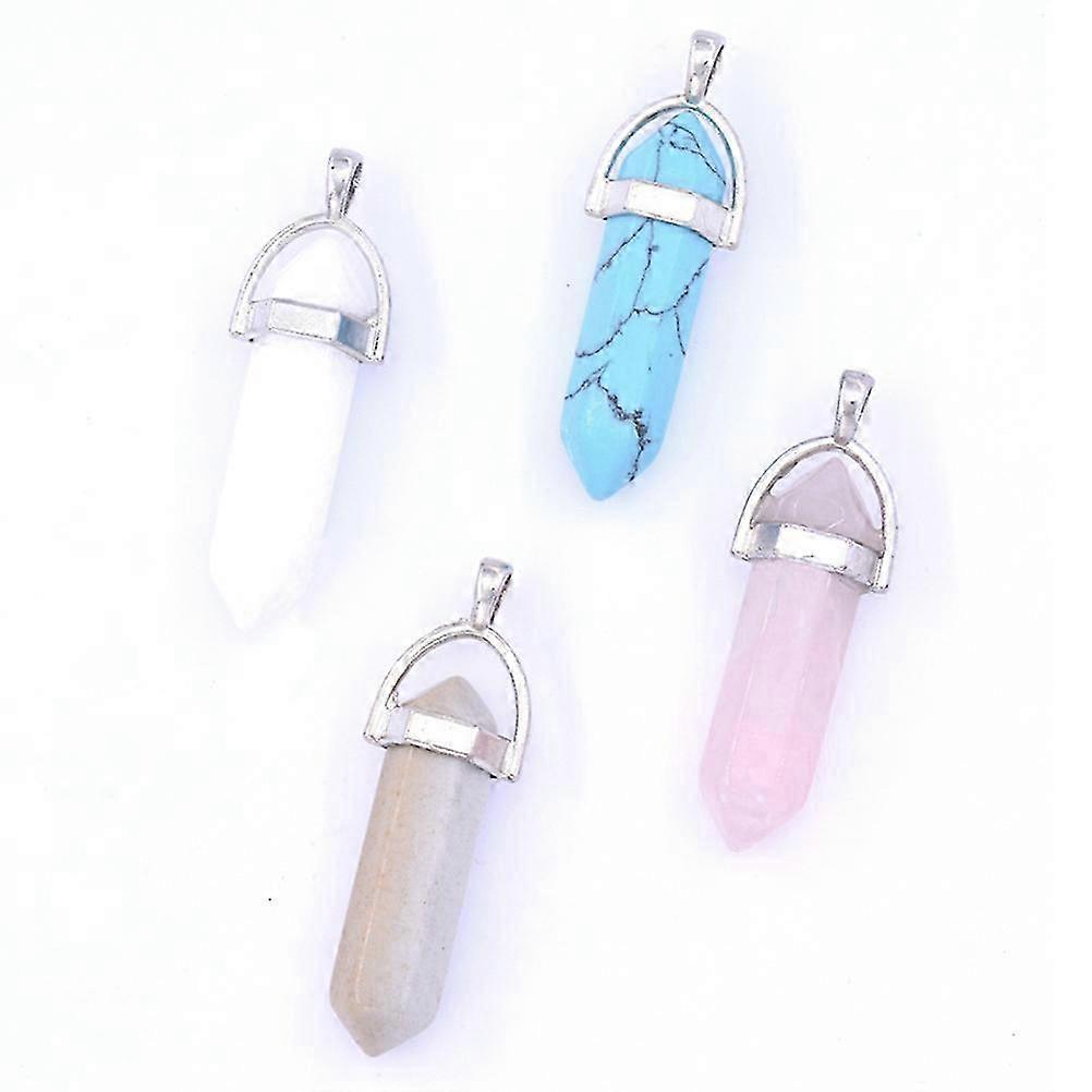 20Pcs Agate Hexagonal Column Pendants for Jewelry Making in Mixed Colors