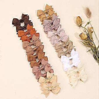 24PC Girls Solid Color Bow Hair Clips Small Ribbon Bow Hairclip Elegant Crocodile Hair Clip Children Baby Hair Accessories