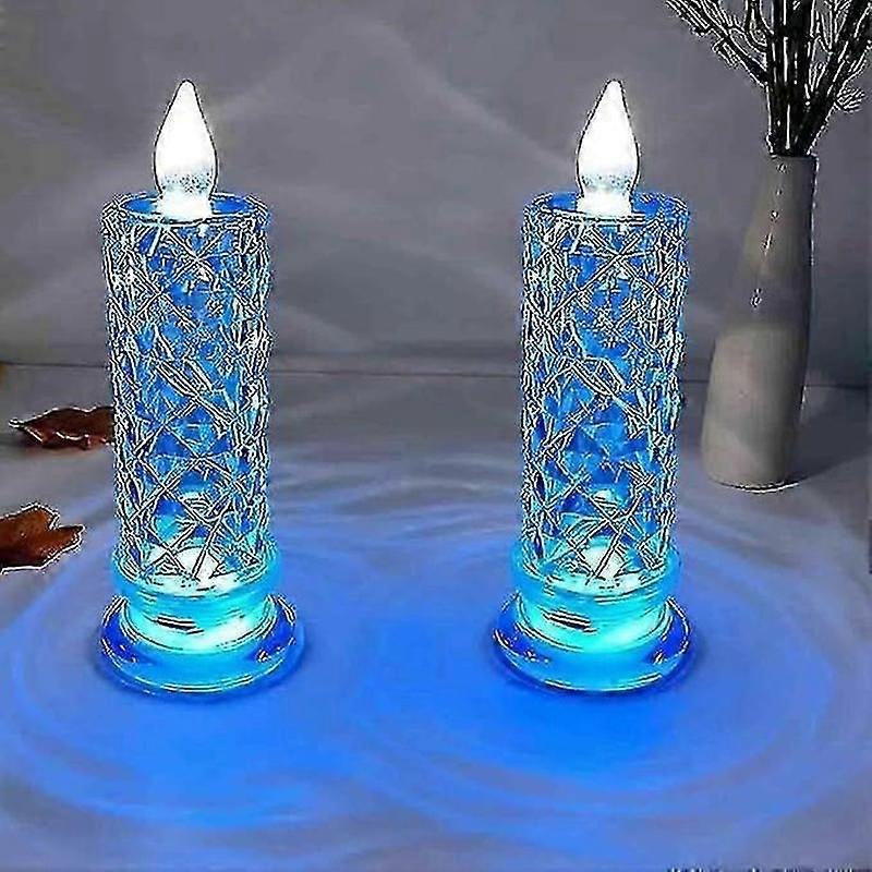 flameless led candles 2pcs crystal pillar lights