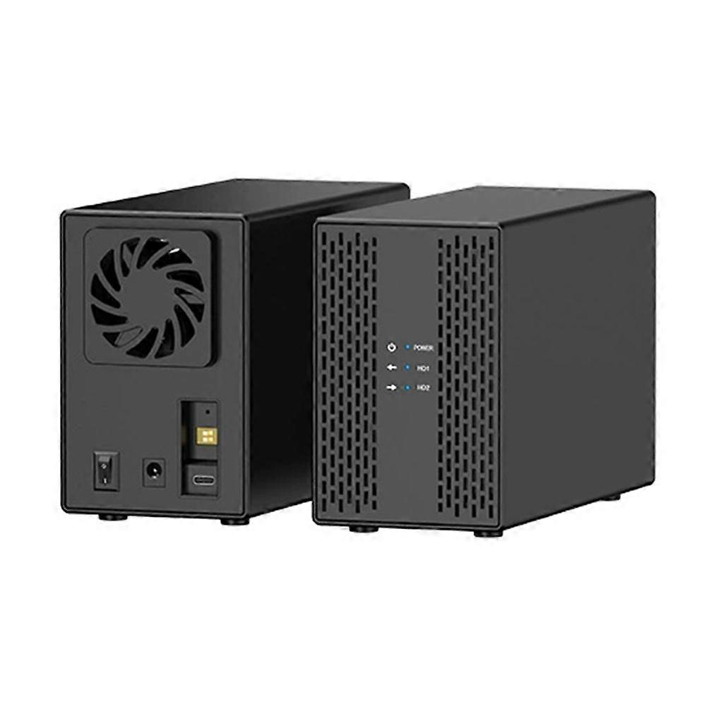 Dual Bay Shell Heat Dissipation 3.5 USB External Dual Hard Drive Enclosure SATA Array Box with RAID EU Plug